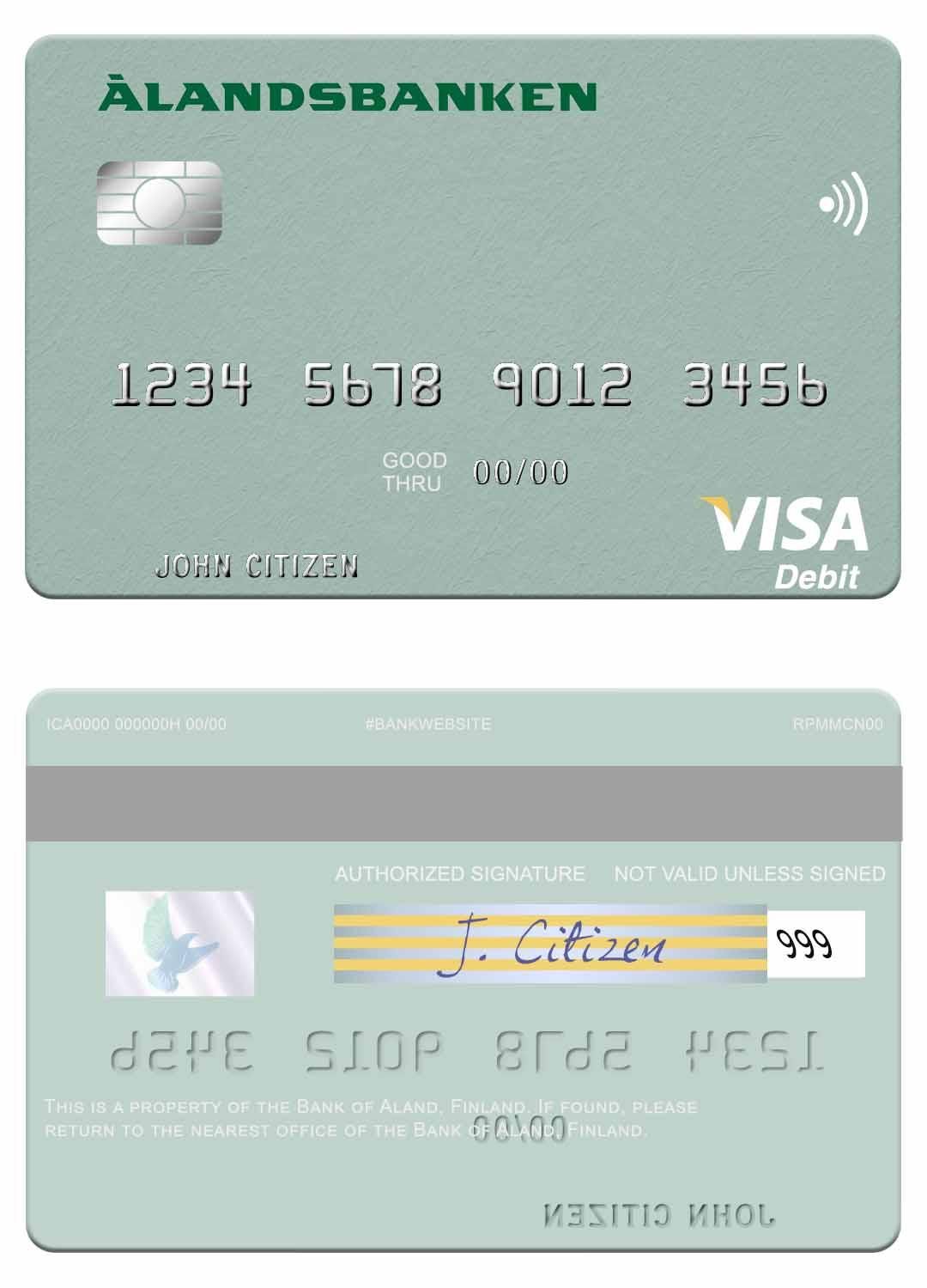 Finland Bank of Aland visa debit card